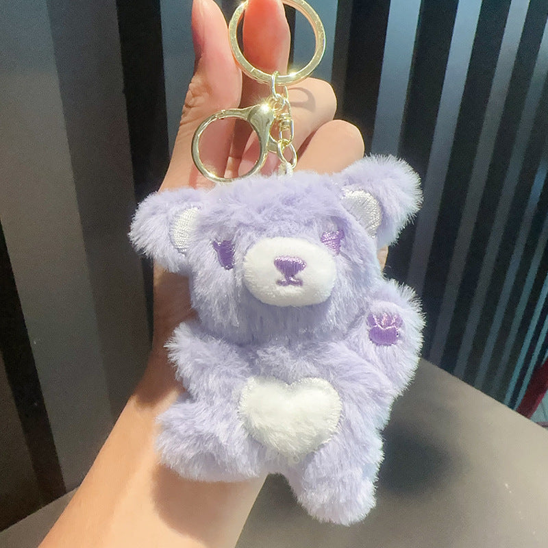Cartoon Love Teddy Bear Plush Keychain