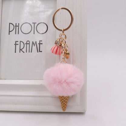 Cartoon Plush Ice Cream Keychain