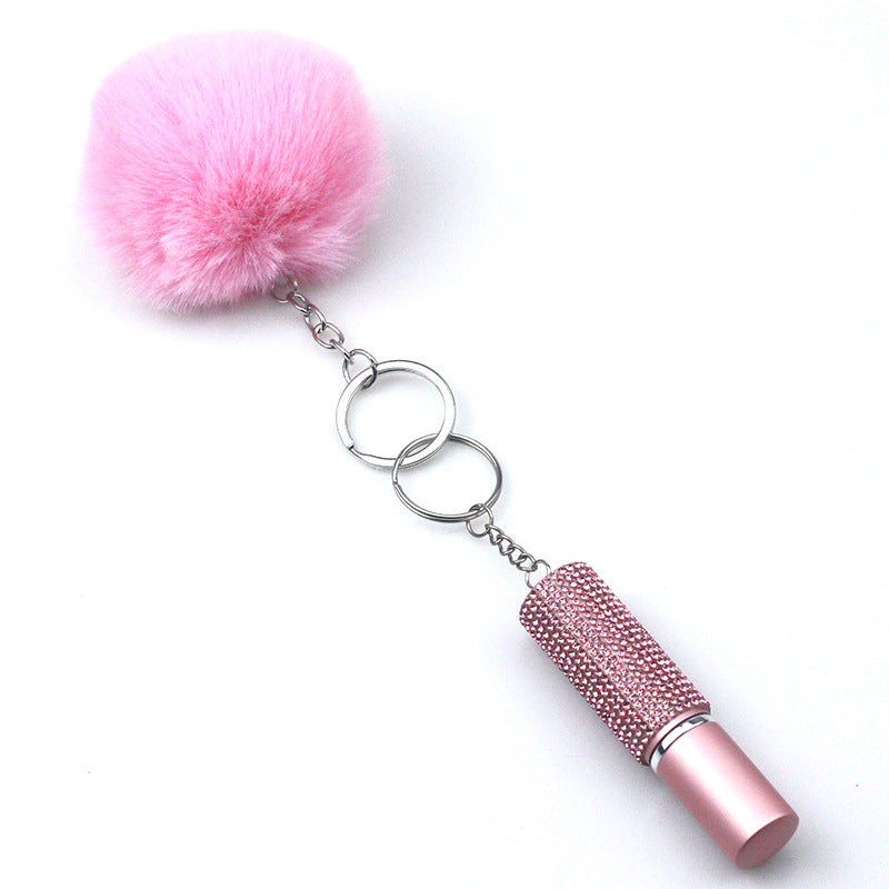 Alloy Hair Ball Perfume Spray Bottle KeyChain