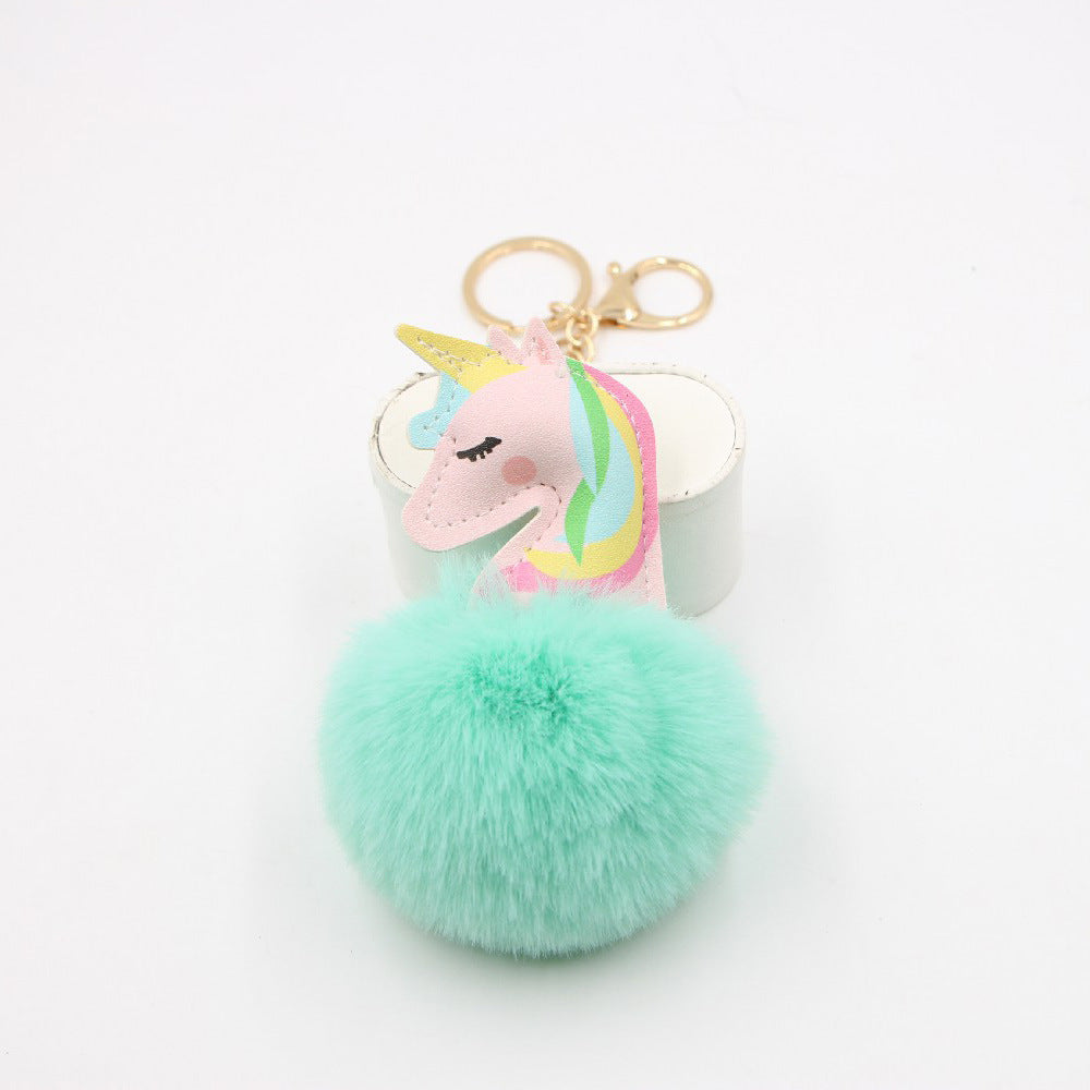 Artificial Fur Unicorn Fur Ball Keychain