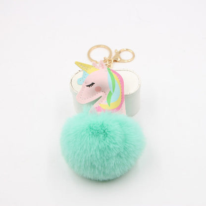 Artificial Fur Unicorn Fur Ball Keychain
