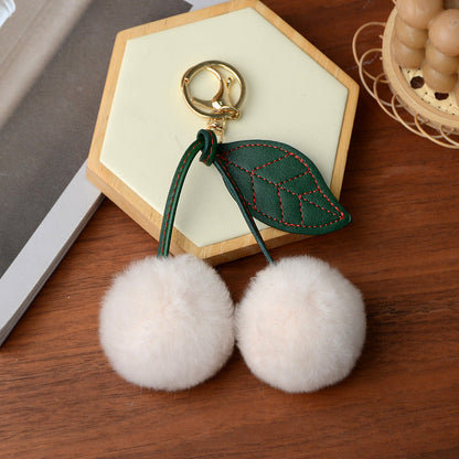 Small Cherry Plush Keychain