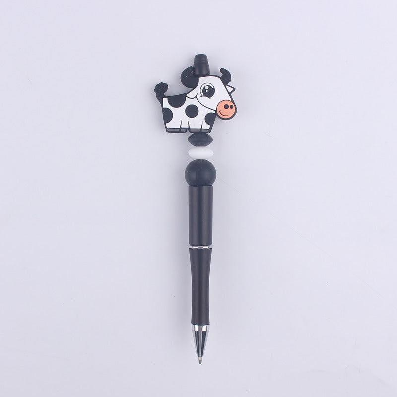 Handmade Beaded Pen Cartoon Animal Cow Silicone Beaded