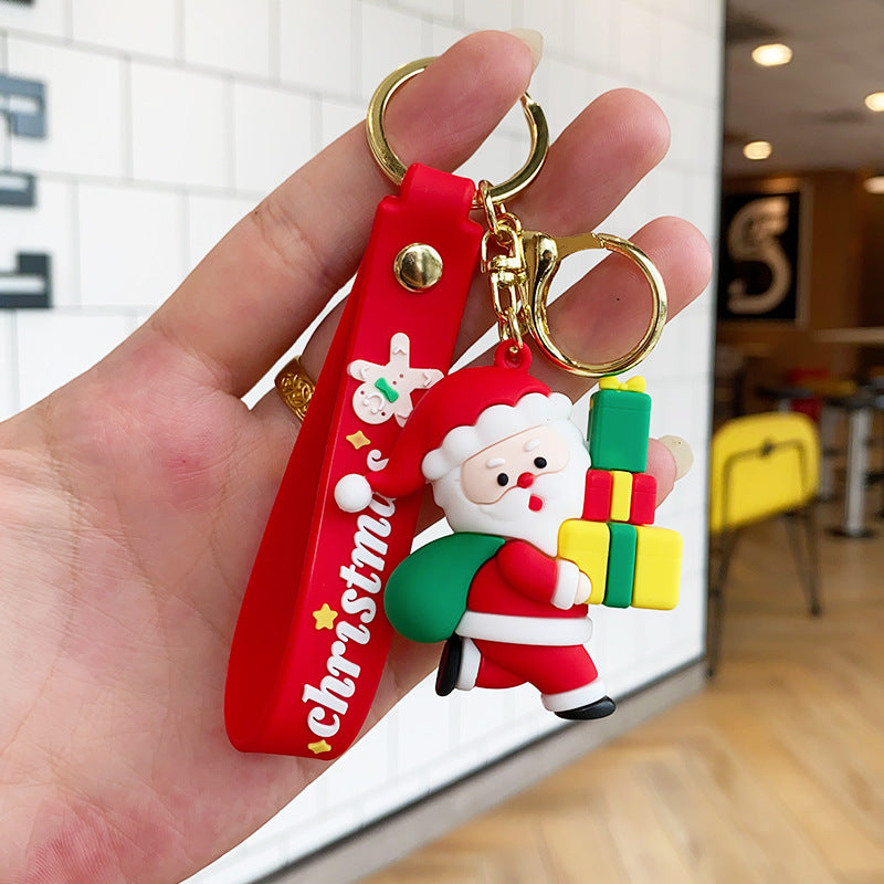 Christmas Cartoon Soft Santa Claus Christmas Tree Keychain