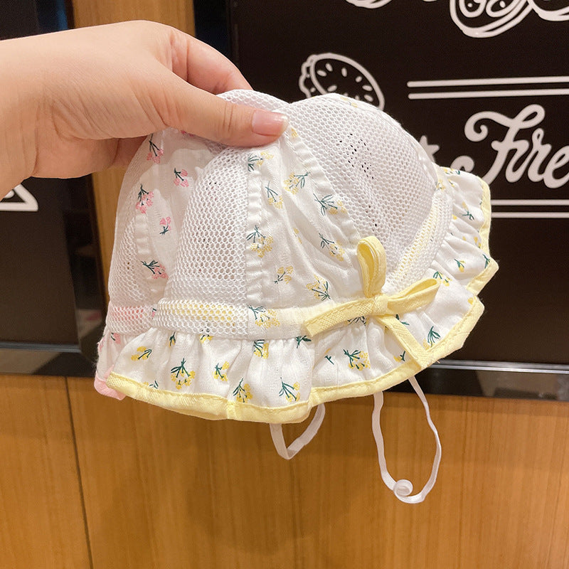 Cotton Children's Summer Floral Mesh Breathable Bucket Hat