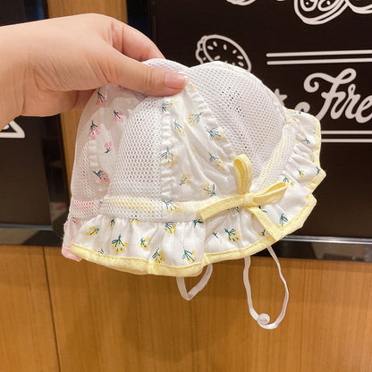 Cotton Children's Summer Floral Mesh Breathable Bucket Hat