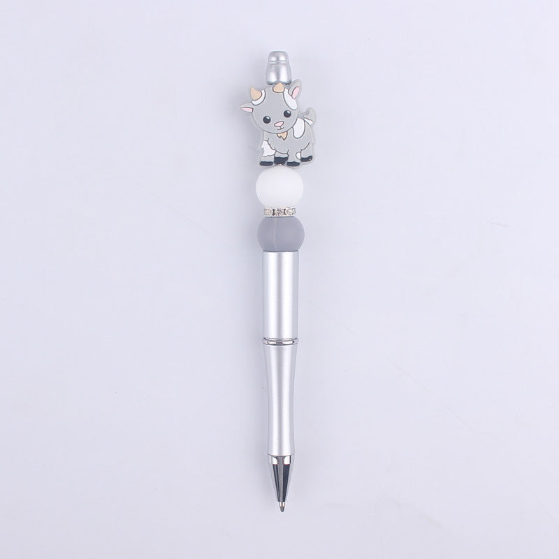Handmade Beaded Pen Cartoon Animal Cow Silicone Beaded