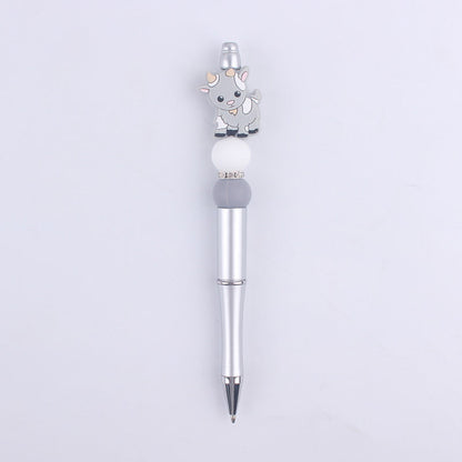 Handmade Beaded Pen Cartoon Animal Cow Silicone Beaded