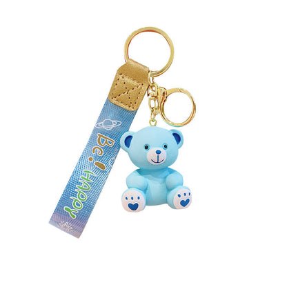 Cartoon Resin Sitting Bear Keychain Cute Keychain