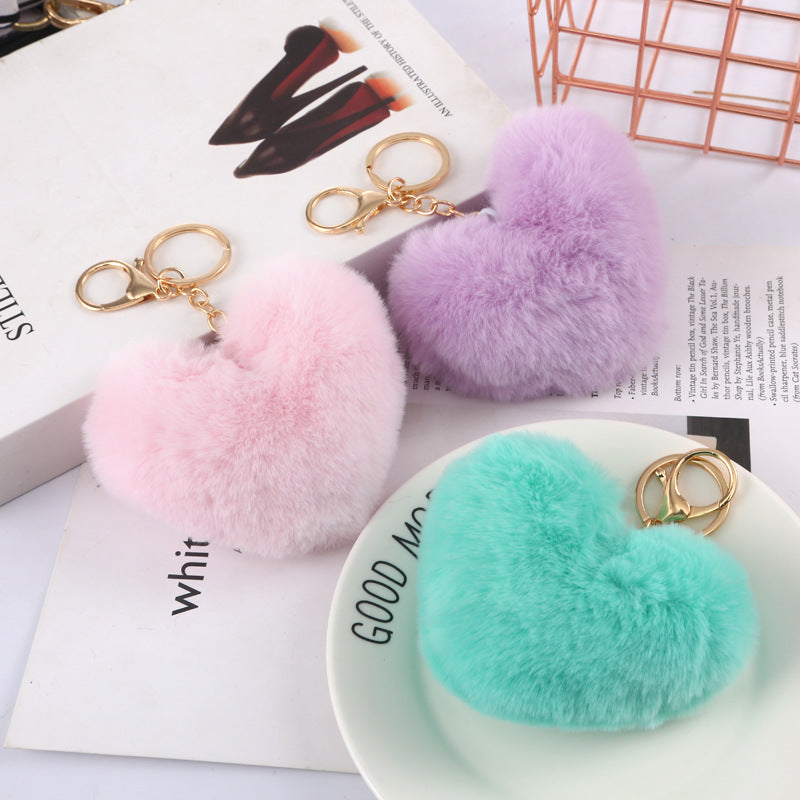 Plush Love Keychain Peach Heart Ball Keychain