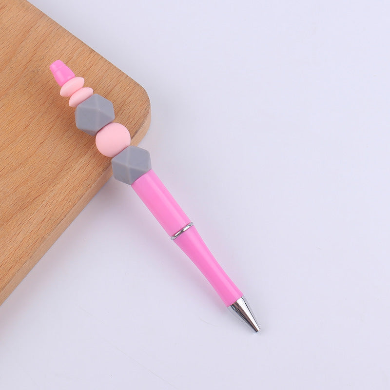 Beadable Pens Handmade Colorful Silicone Beaded Ballpoint Pen