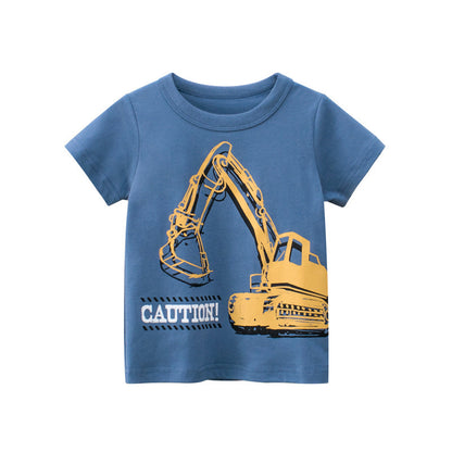 Children's short sleeved T-shirt boys' excavator