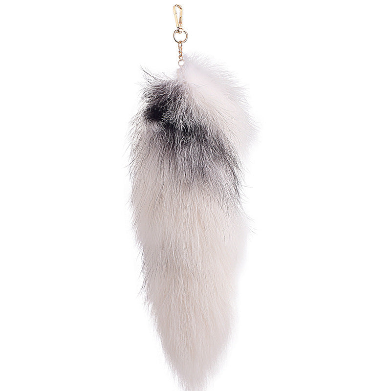 of Oversized Fox Hair Pendant Keychains