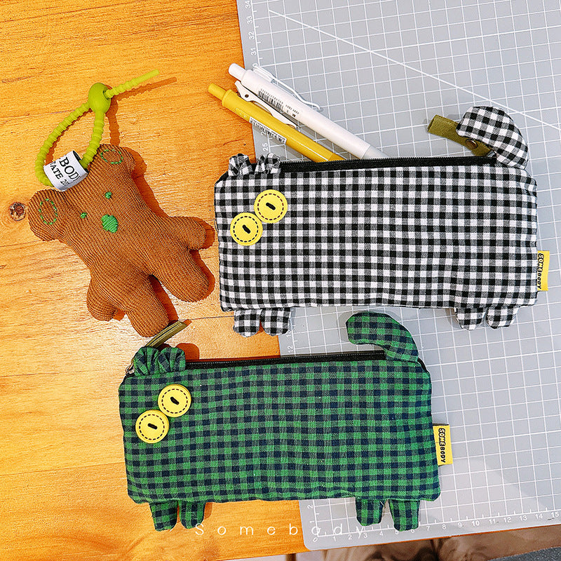 New Plaid Cat Canvas Pencil Case