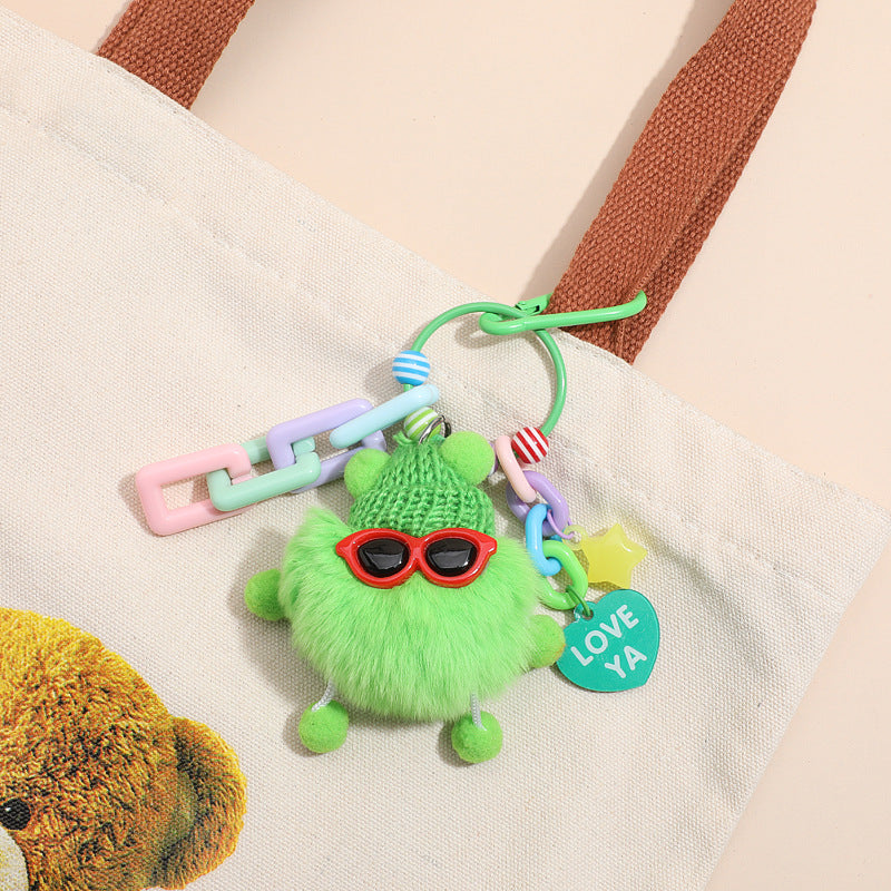Colorful Cute Fur Ball Cartoons Metal Keychain