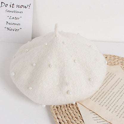 Wholesale Autumn and Winter Pearl Children's Beret Pearl Hat