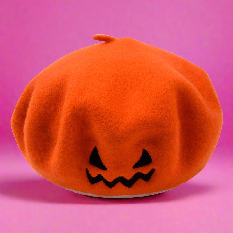 Halloween Smiley Pumpkin Witch Wool Parent-child Beret Hat