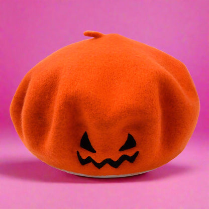 Halloween Smiley Pumpkin Witch Wool Parent-child Beret Hat
