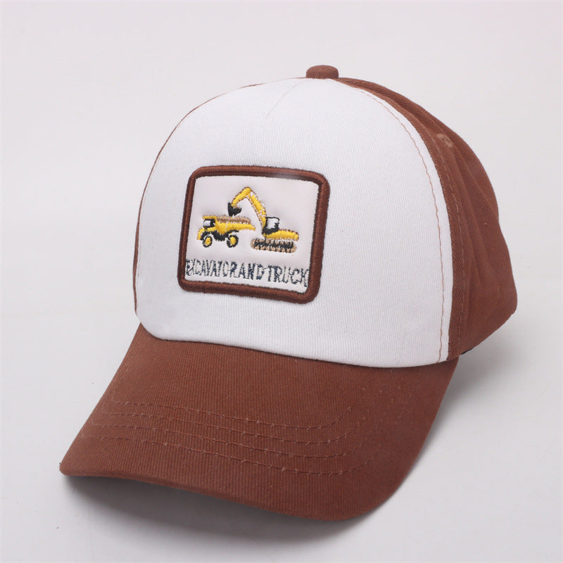 Cotton Polyester Cartoon Excavator Children's Baseball Caps