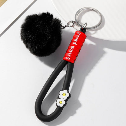 Soft Rubber Flower Ball Keychain