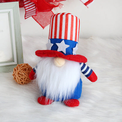 Independence Day Striped Five Star Faceless Fabric Doll