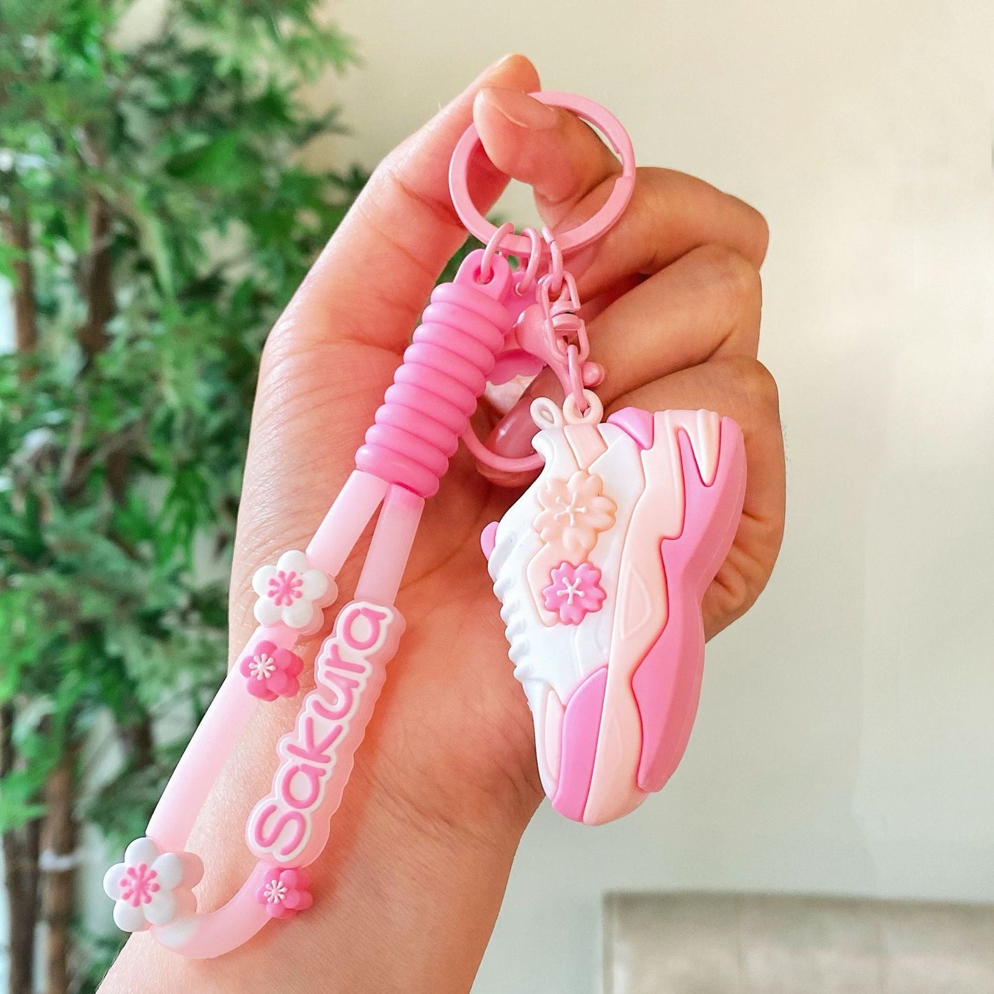 Cartoon Cherry Blossom Rabbit Running Shoes Keychains