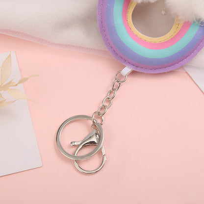 Rainbow PU Plush Keychain