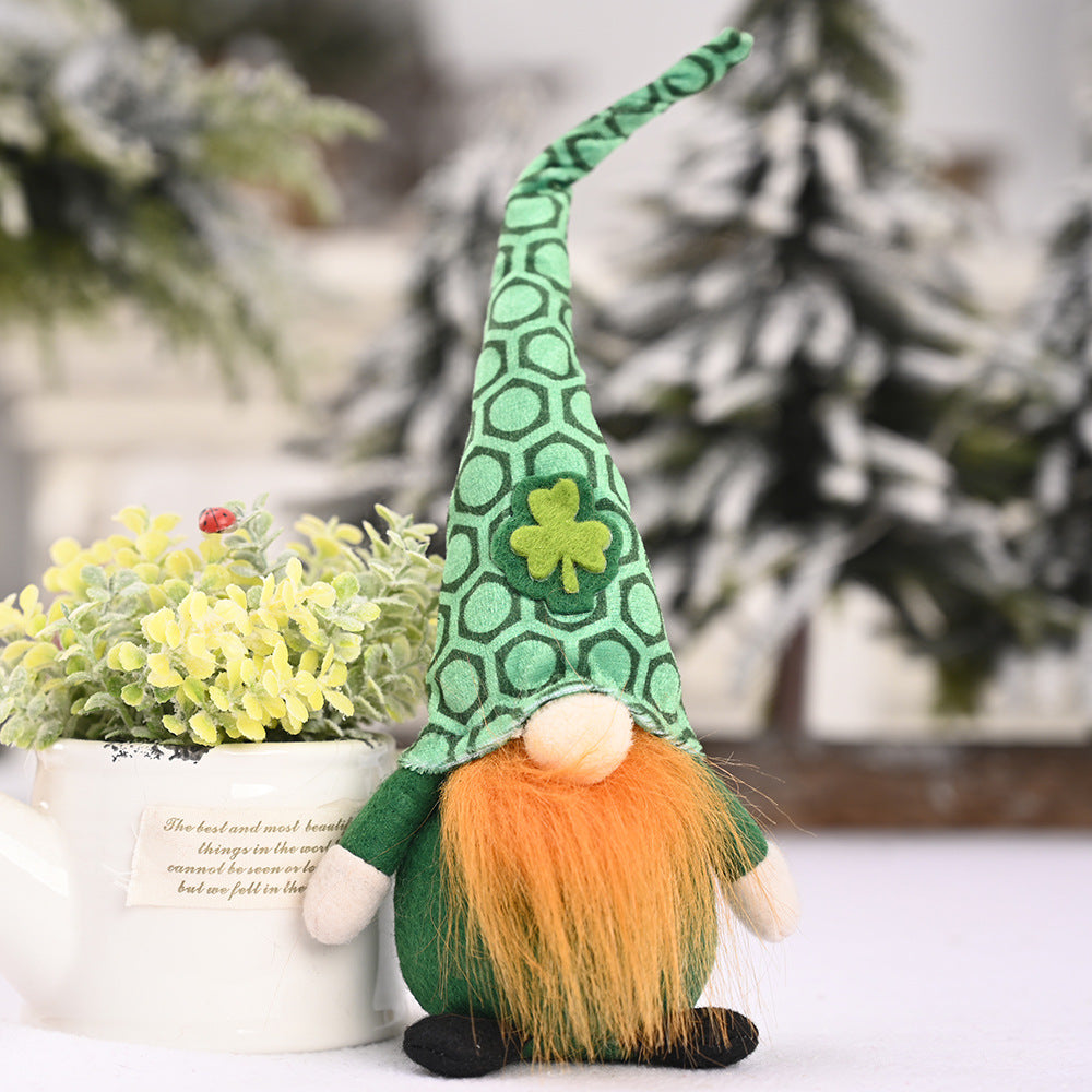 St. Patrick's Day Little Doll Standing Green Leaf