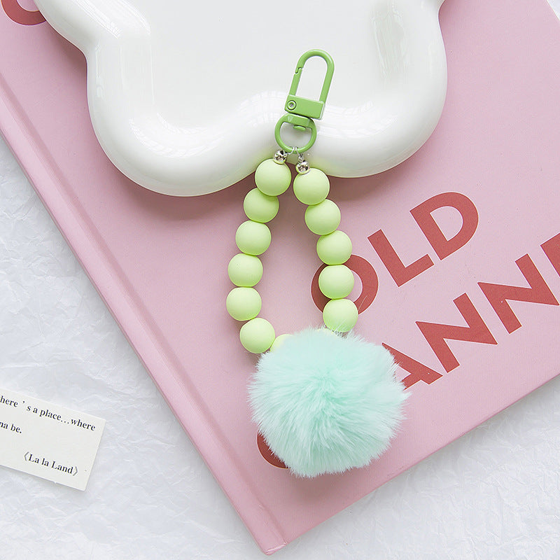 Hair Ball Acrylic Bead Keychain