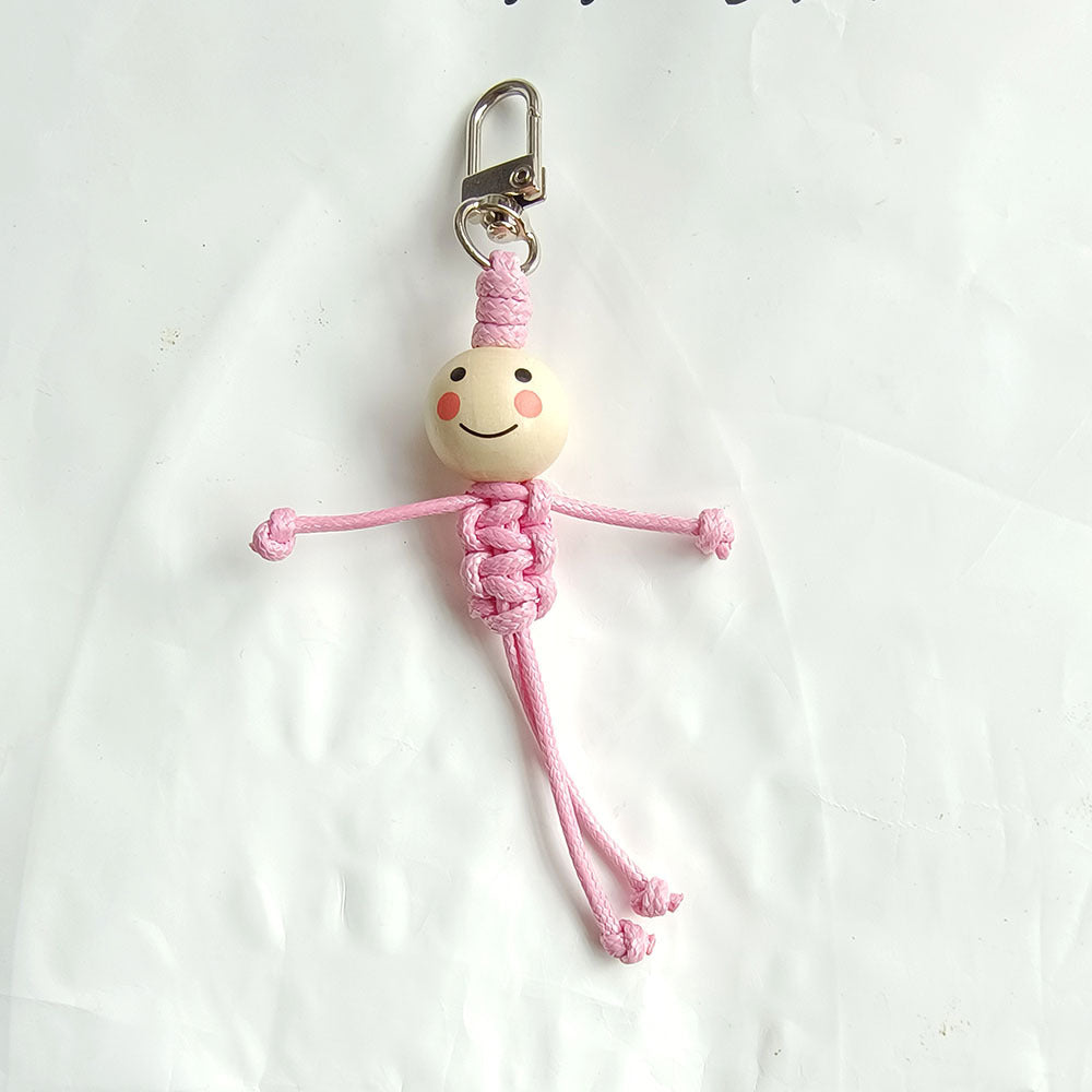 Stickman Keychain Beads Smiley Face School Bag Pendant