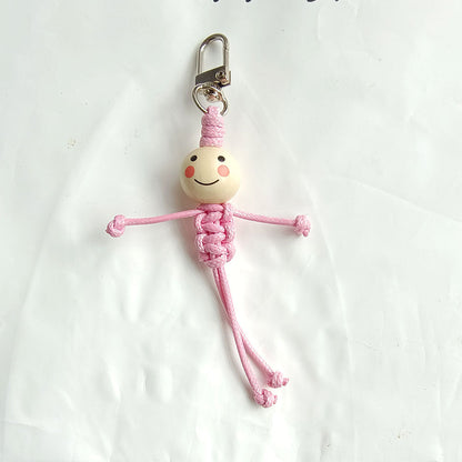 Stickman Keychain Beads Smiley Face School Bag Pendant