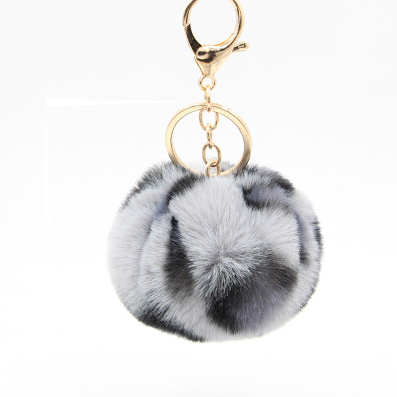 Polyester Leopard Fur Ball Keychain