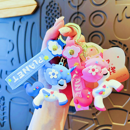 Wholesale Cartoon Rainbow Pony PVC Soft Keychain Creative Keychain ACCVIP-KC-HangLi011