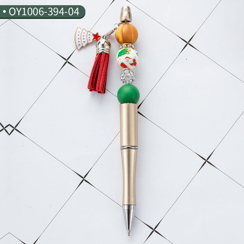 Christmas Tassel Silicone Handmade Bead Pen Ballpoint Pen