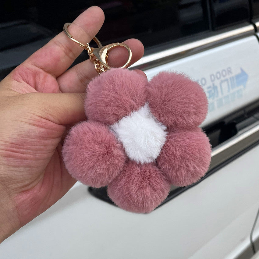 Hairball Flowers Cute Plush Keychain