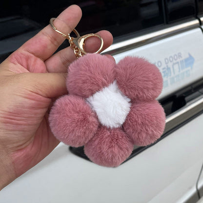 Hairball Flowers Cute Plush Keychain