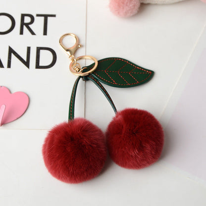 Small Cherry Plush Keychain