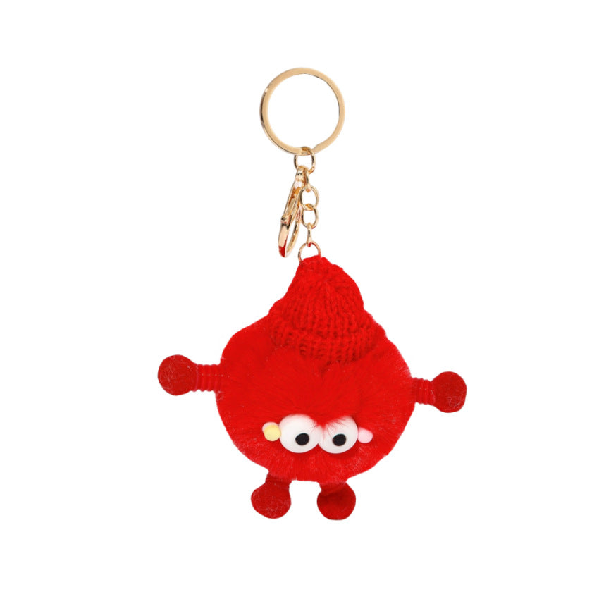 Cute Wool Hat Small Coal Ball Keychain