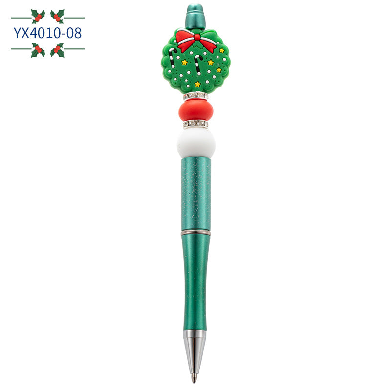 Christmas Cartoon Silicone Handmade Beaded Pen Ballpoint Pen