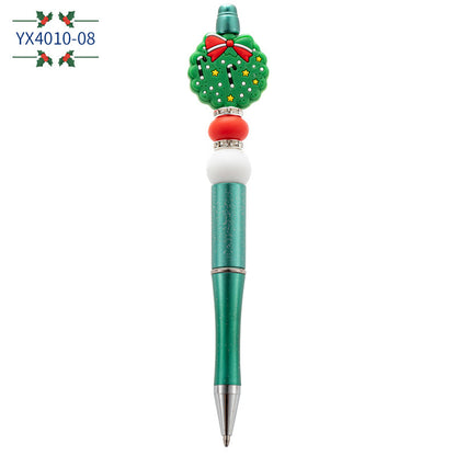 Christmas Cartoon Silicone Handmade Beaded Pen Ballpoint Pen