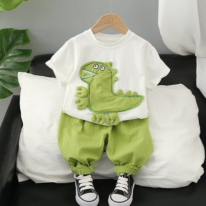 Boys Summer Cartoon Short Sleeved Shorts Cotton Set