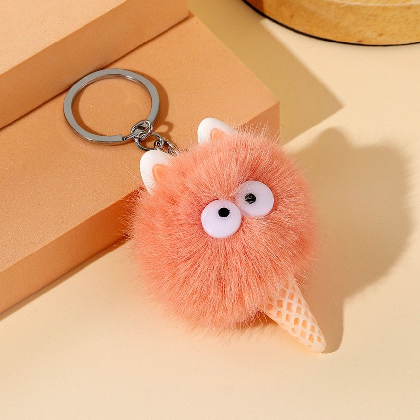 Cartoon Ice Cream Plush Keychain