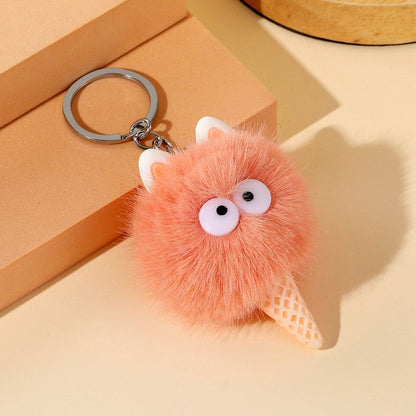 Cartoon Ice Cream Plush Keychain