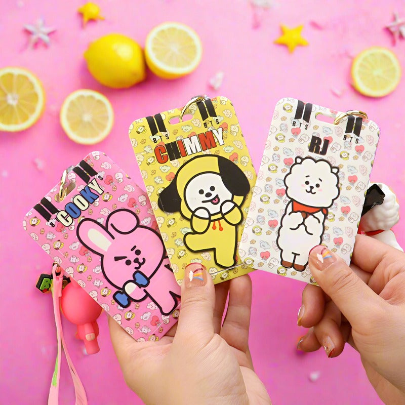 Cartoon Silicone Card Holder ID Holder Keychain Cute Keychain