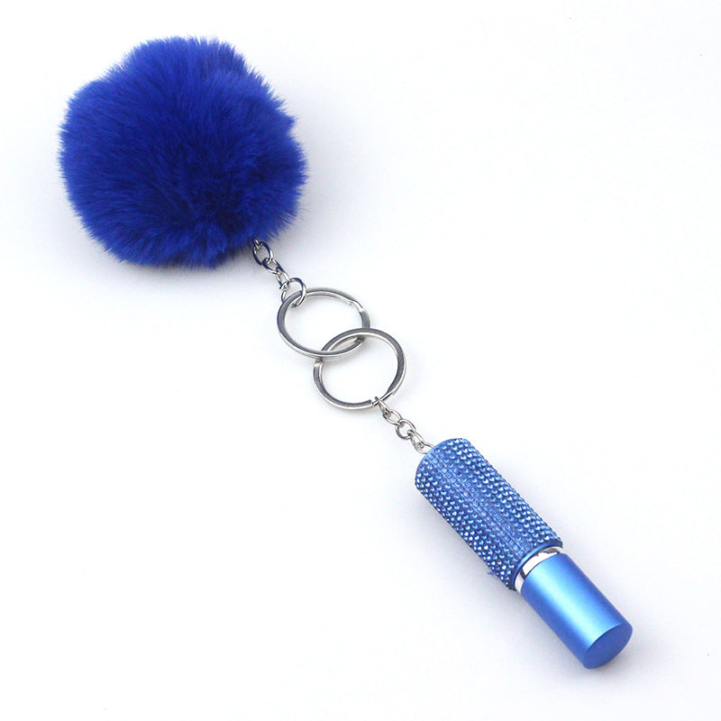 Alloy Hair Ball Perfume Spray Bottle KeyChain