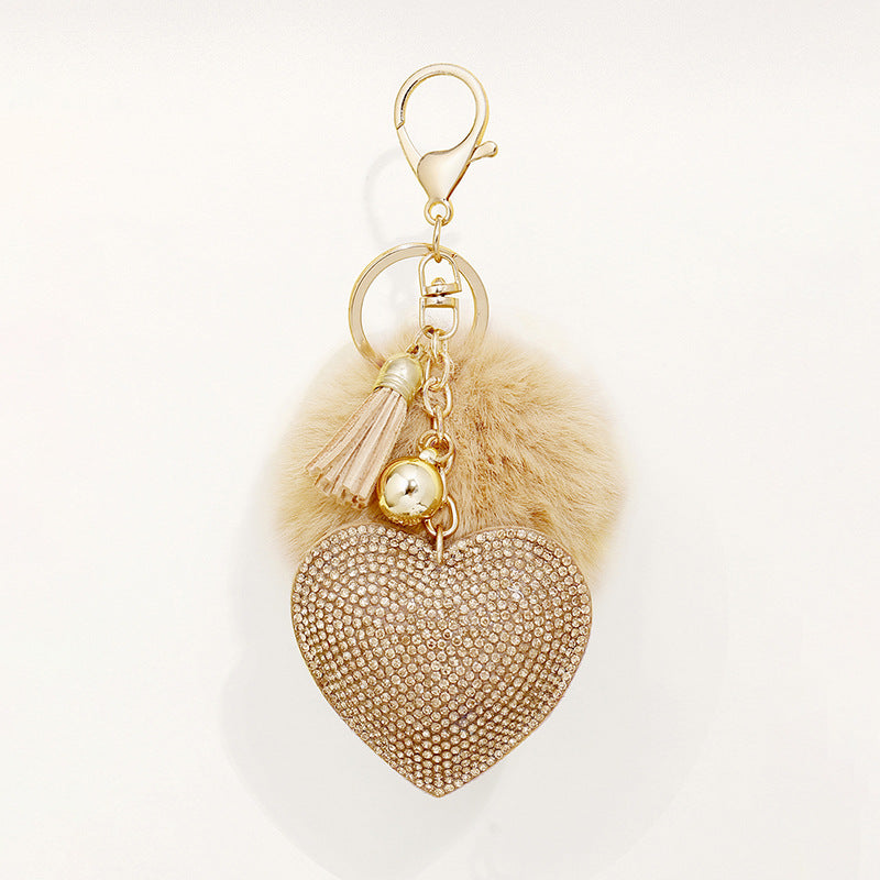 of 50pcs Velvet Inlaid Diamond Heart Tassel Zinc