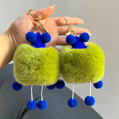 Avocado Color Fur Ball Keychain