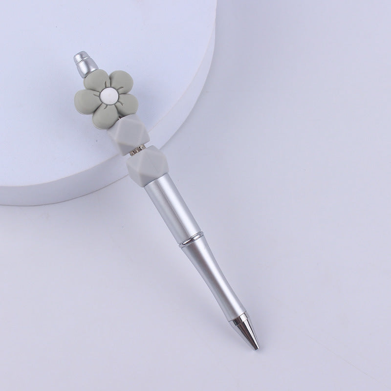 Beadable Pens Handmade Flower Silicone Beaded Ballpoint Pen