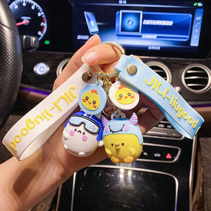 Wholesale Cartoon Chicken PVC Soft Glue Keychain Creative Keychain ACC-KC-XJY002