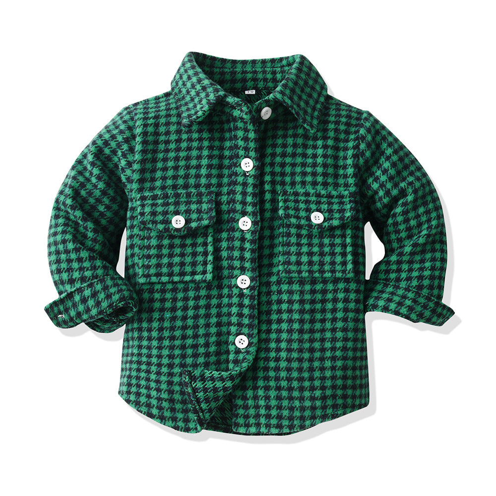 Wholesale Children's Cotton Long Sleeved Plaid Shirts